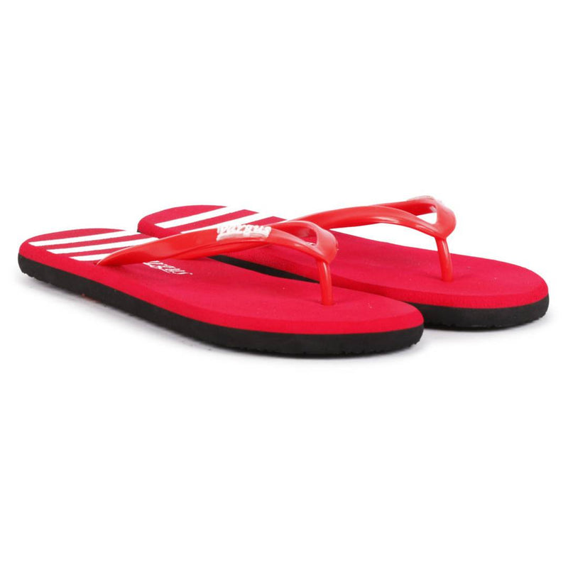 Women's Stylish and Trendy Red Striped Synthetic Fancy Flip Flops