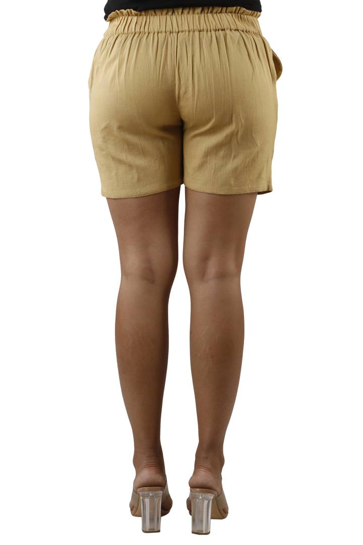 Women Cotton Flex Solid Short (Beige)
