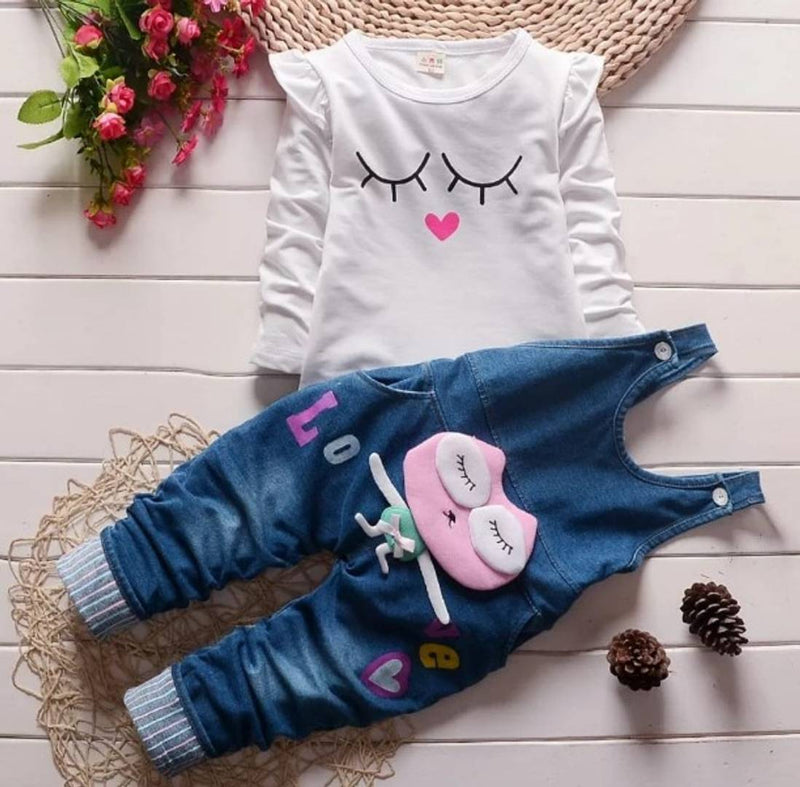 Stylish Cotton Printed Top With Bottom Jeans Set For Girls Party Wear