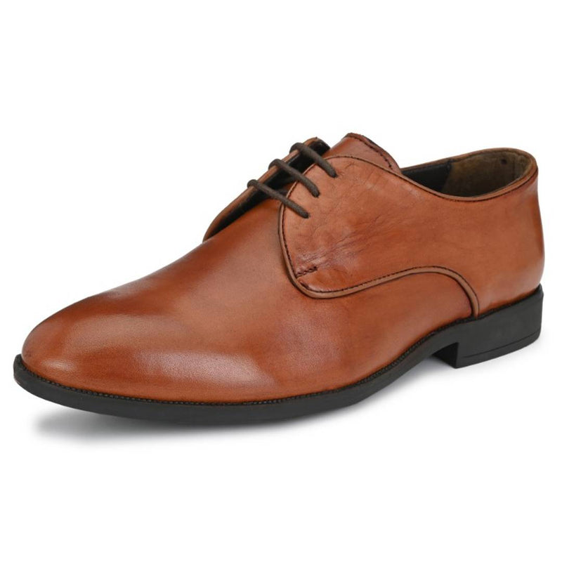 Men's Stylish and Trendy Brown Solid Leather Formal Derbys Shoes