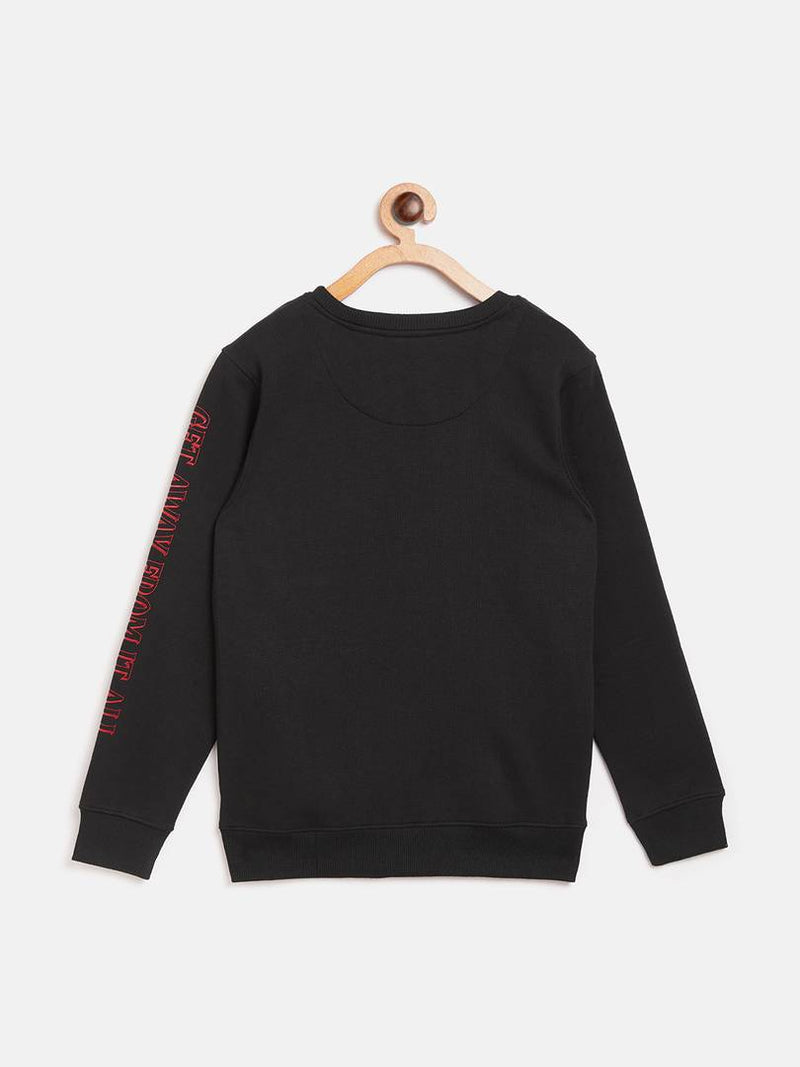 Elite Black Fleece Self Pattern Sweatshirt For Boys