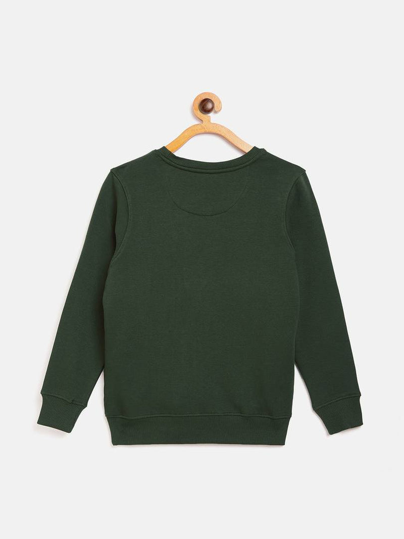 Elite Green Fleece Self Pattern Sweatshirt For Boys