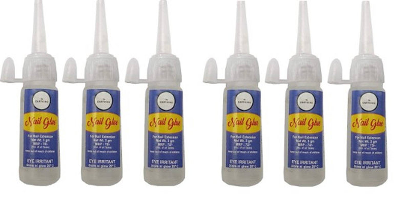 CartKing Nail Glue For Artificial Nail Artificial Nail Glue Waterproof Nail Glue For Acrylic nails Professional Nail Art Glue For Fake/False Nails Combo of 6(1 PACK = 3gm)