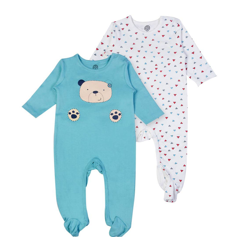 Cute Cotton Printed Rompers Sleepsuit For Boys( Pack Of 2 ) Assorted Color