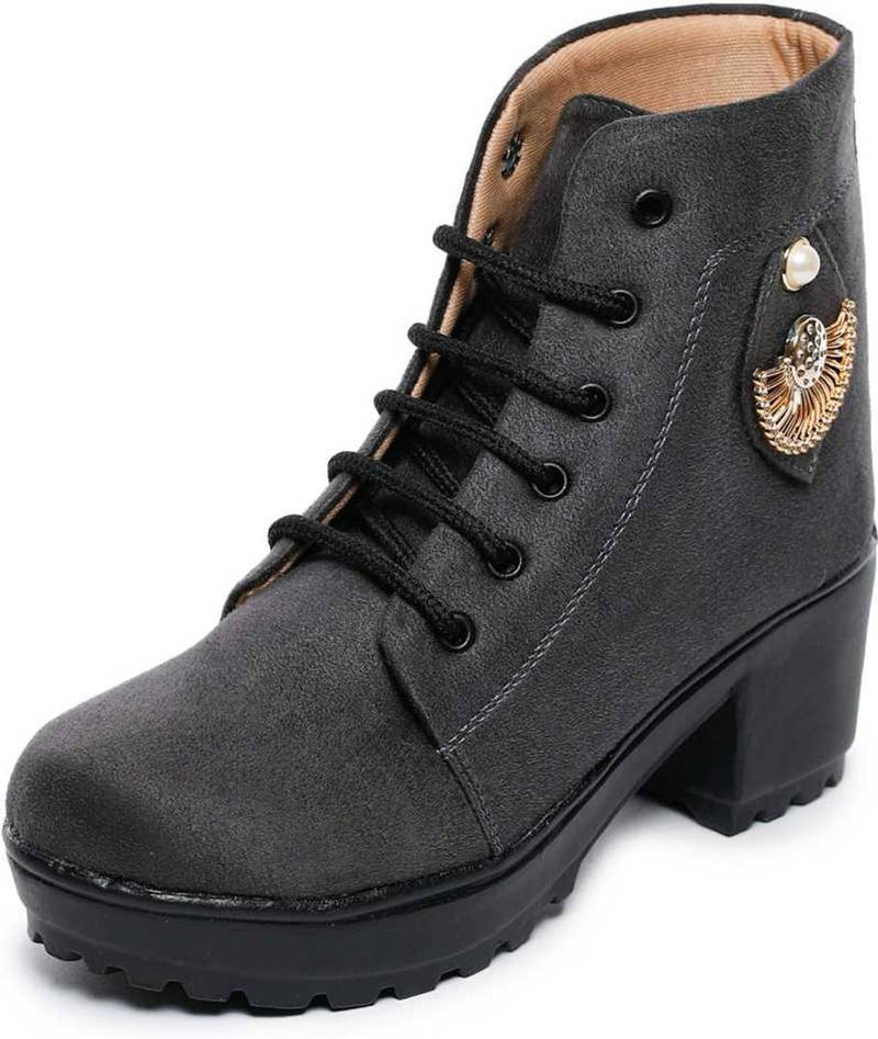 Stylish Synthetic Leather Black Boots Shoes For Women And Girls