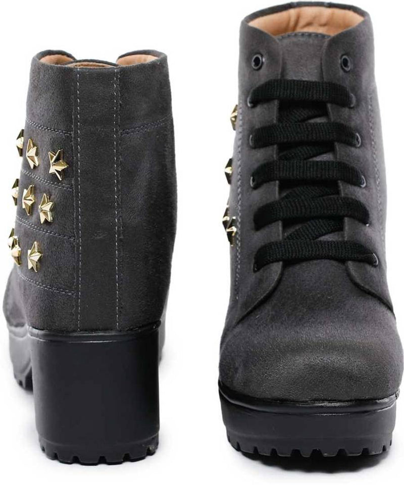 Stylish Synthetic Leather Black Boots Shoes For Women And Girls