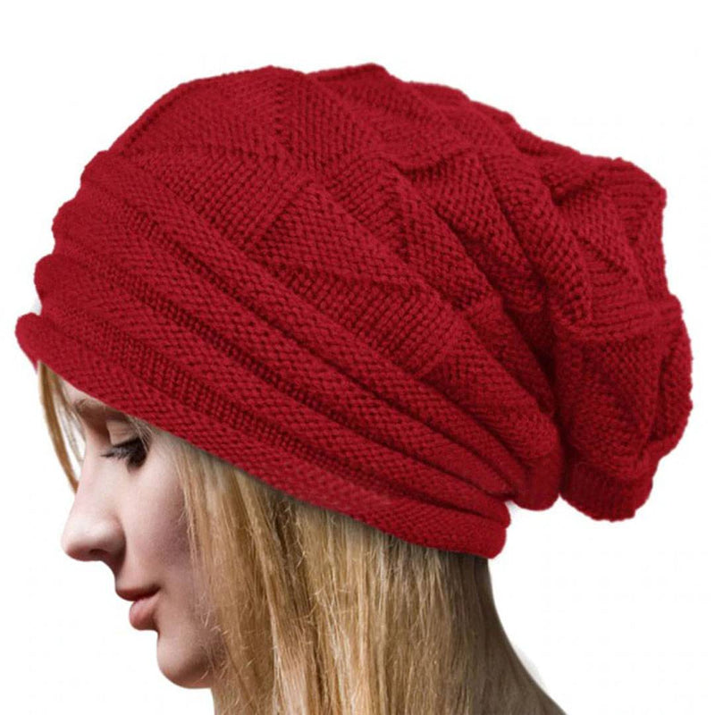 Stylish Red Woolen Cap Winter Warm With Fur Inside