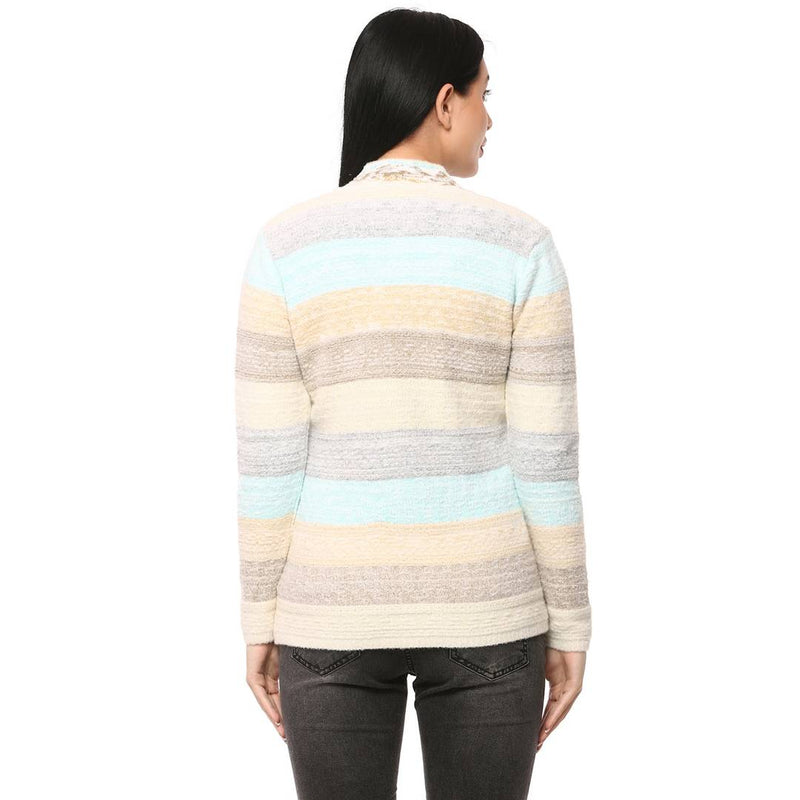 Women's Multi Color Full Sleeves Round Neck Cardigan