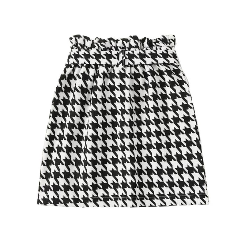 Stylish Black Polycotton Printed Skirt For Kids