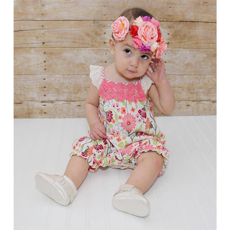 Fashionable Multicoloured Polycotton Romper For Girls