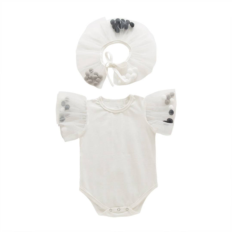 Fashionable White Polycotton Romper For Girls