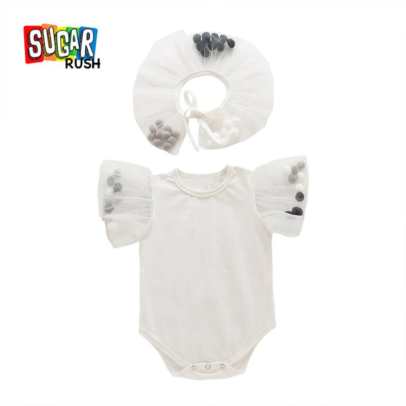 Fashionable White Polycotton Romper For Girls