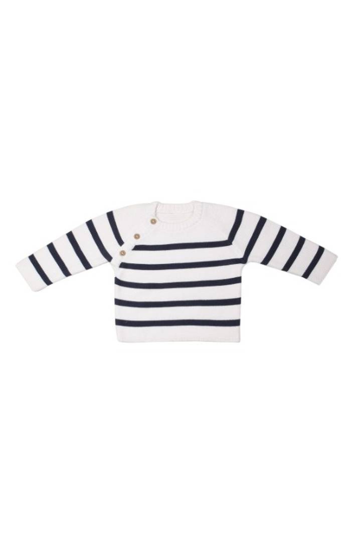 Elegant Navy Blue Cotton Striped Sweater For Kids
