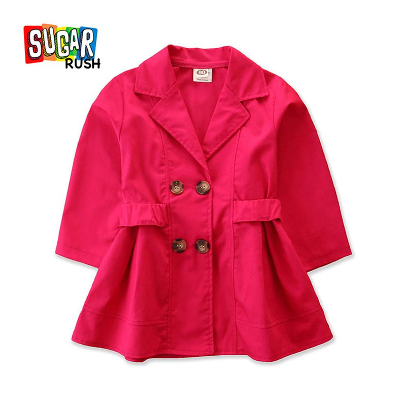Girl's Solid Red Polyester Coats