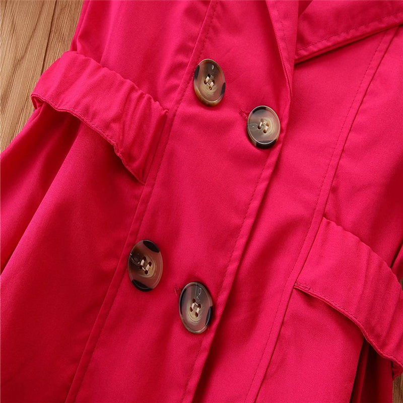 Girl's Solid Red Polyester Coats