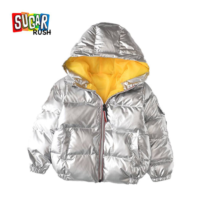 Girl's Solid Silver Cotton Blend Coats