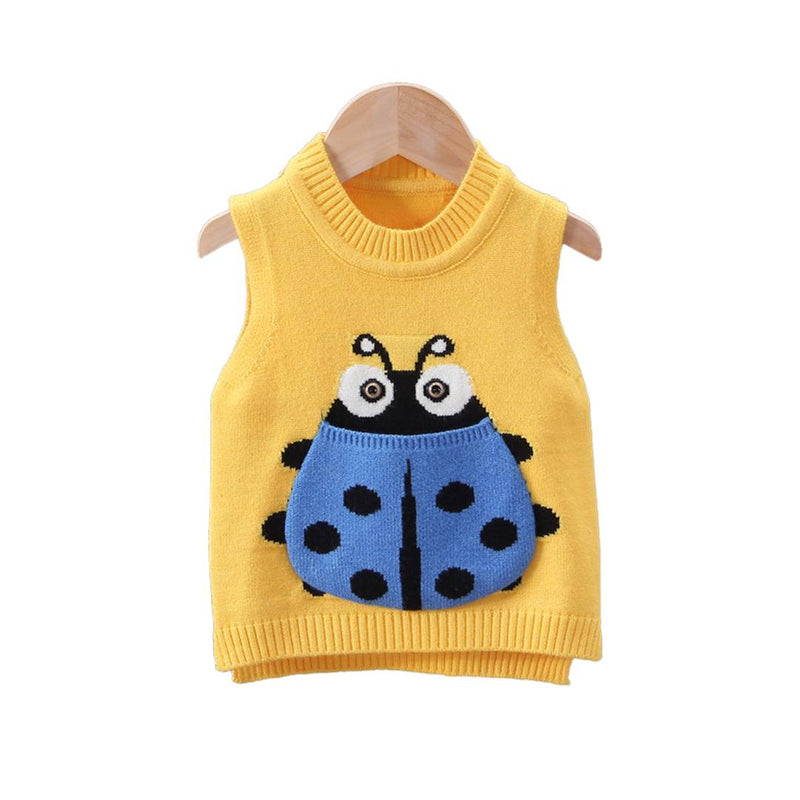 Girl's Printed Yellow Polyester Sweaters
