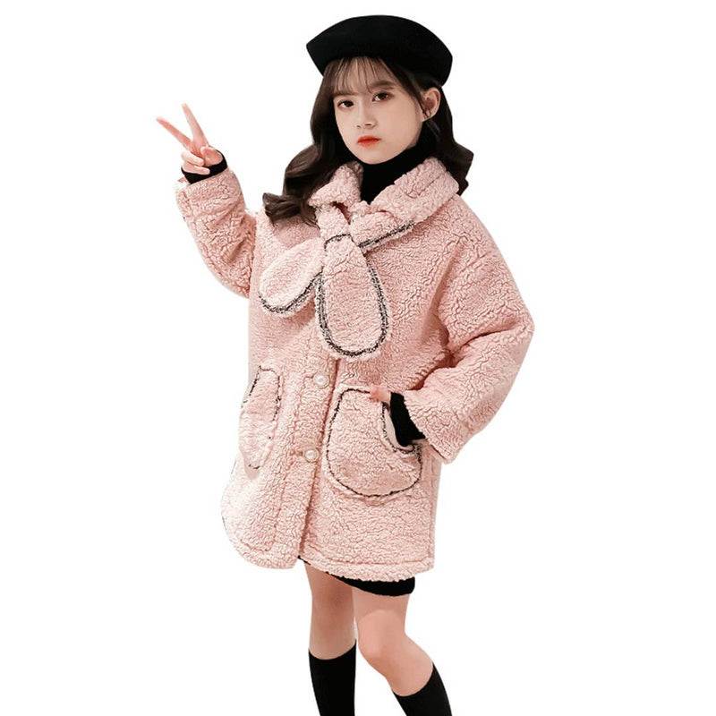 Girl's Solid Pink Polyester Coats