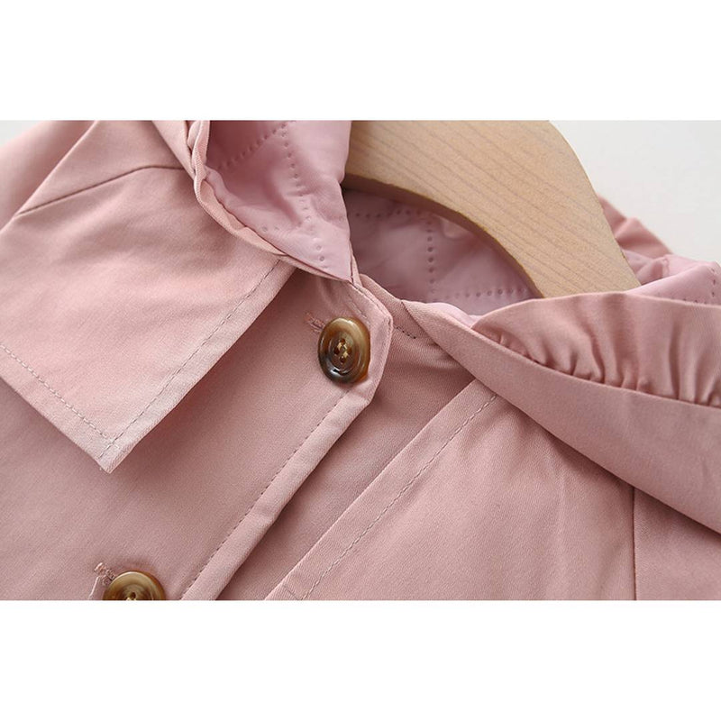 Girl's Solid Pink Cotton Blend Coats