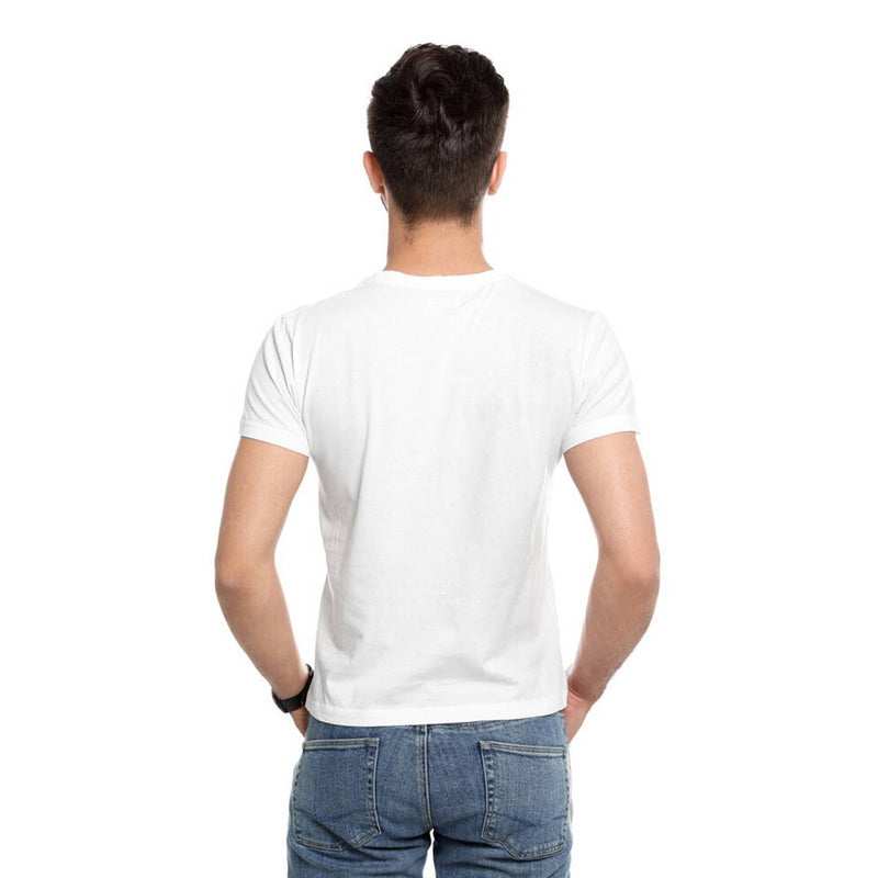 Elegant White Cotton Graphic Printed Casual Tees For Men