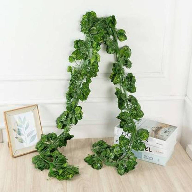 Home Decor Artificial Garland Line Money Plant Leaf Creeper | Wall Hanging | Speacial Ocassion Decoration | Home Decor Party | Office | Festival Theme Decorative | Length 6 Feet Pack of 3 Line Strings