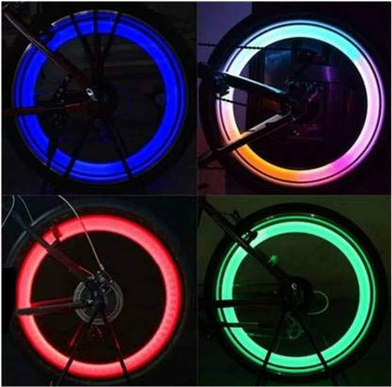 Bike Tyre Led Light Rim Valve Cap Flashing With Motion Sensor Blue Set Of 2 Pcs for Car Motorcycles (Bike Led Lights)