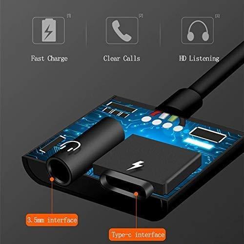 The Club Factory 2-in-1 Type C to 3.5mm Headphone Audio & Charger Splitter Supports All Type C Smartphones - (Black)