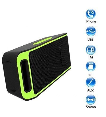 Wireless Bluetooth Speaker SR-525 A2DP Stereo with 6 Hour Playback Time and TF/USB/AUX Audio Port (Green)