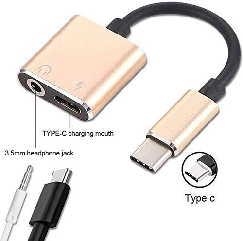 The Club Factory 2-in-1 Type C to 3.5mm Headphone Audio & Charger Splitter Supports All Type C Smartphones - (Gold)