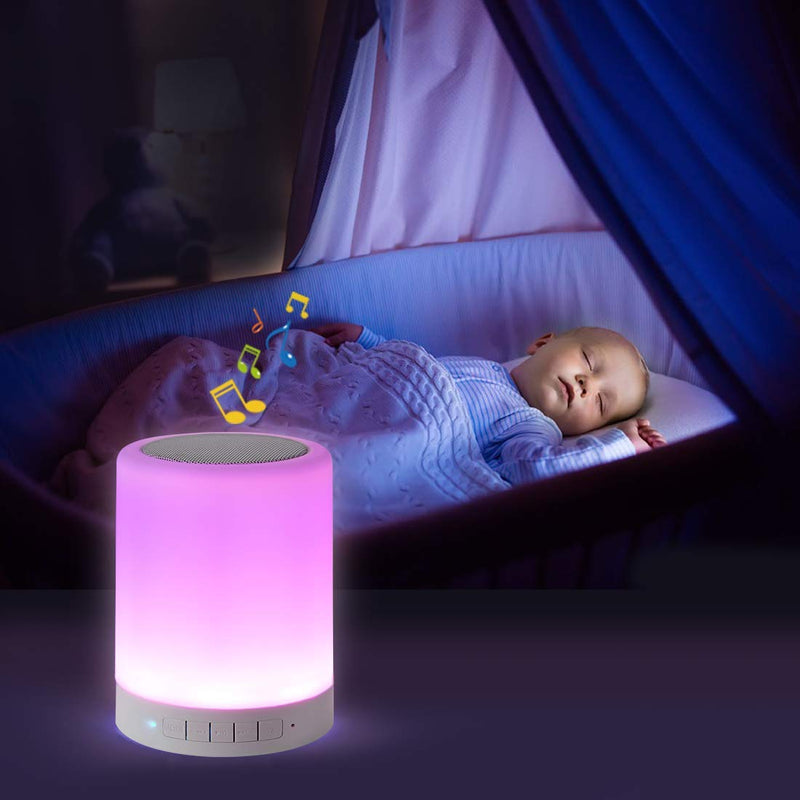 Universal Wireless Night Light LED Touch Lamp Bluetooth Speaker with Smart Colour Changing Touch Control, USB Rechargeable