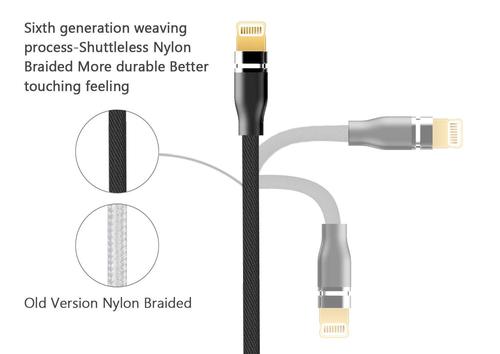 3 in 1 Nylon Braided 3.0A Data Cable for Charging Micro USB, iOS & Type C Mobile Phones (1 M, Black) ( 3 Feet ) 1 Year Warranty