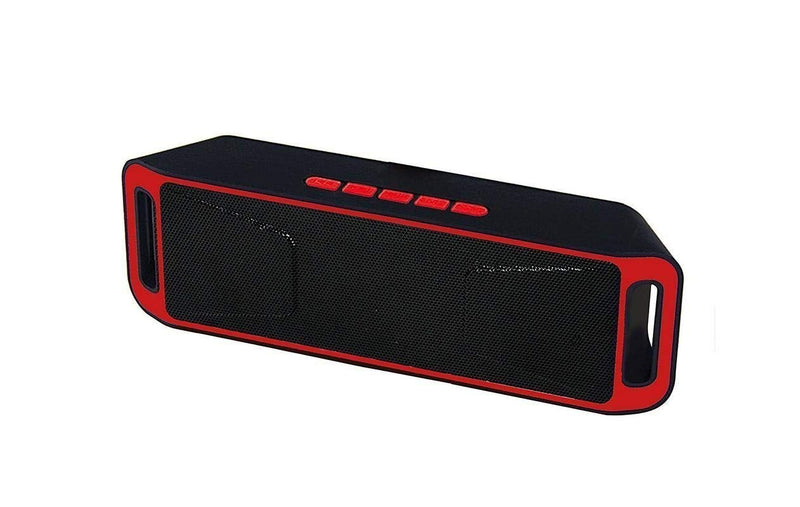 Wireless Bluetooth Speaker SR-525 A2DP Stereo with 6 Hour Playback Time and TF/USB/AUX Audio Port (Red)
