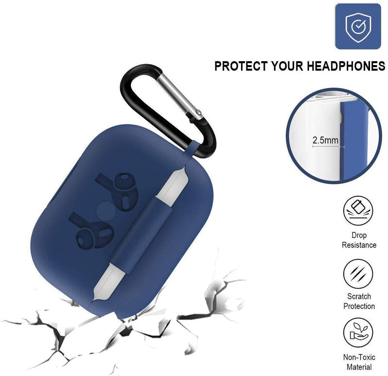 Soft Silicone Full Protective Shockproof Cover Set for Airpods Pro - Blue