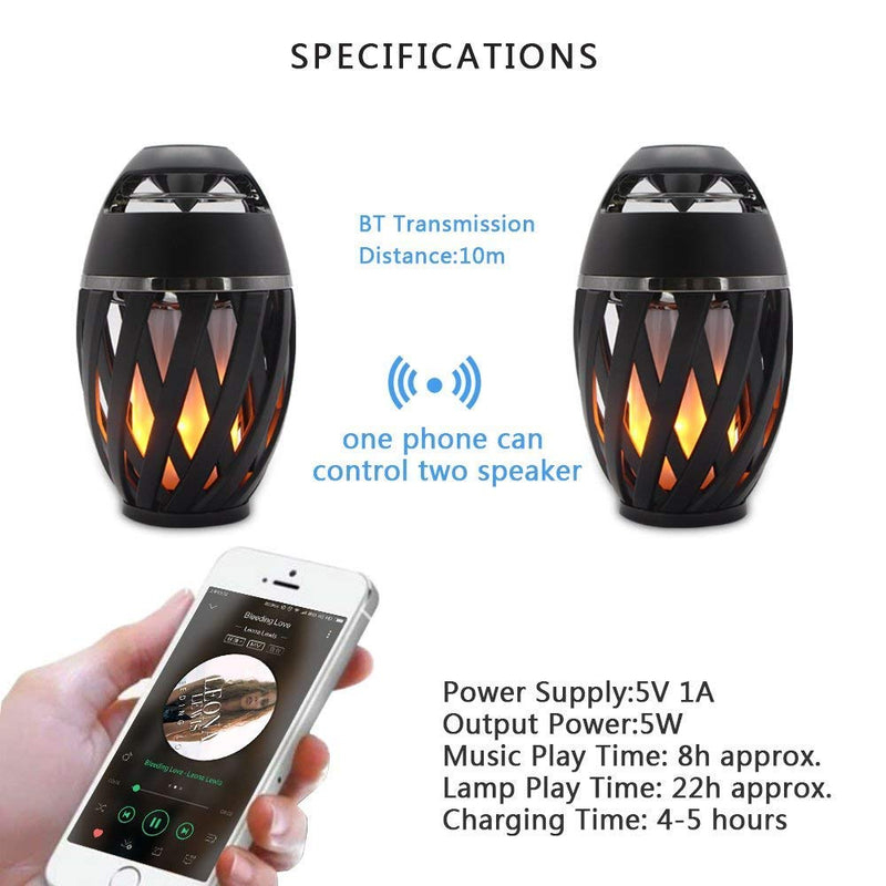 Led Flame Speaker, HD Led Flame Atmosphere Speaker Torch Atmosphere Bluetooth 5.0