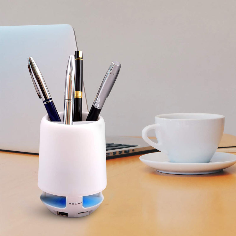 Pen Stand with Wireless Speaker and Changing Light