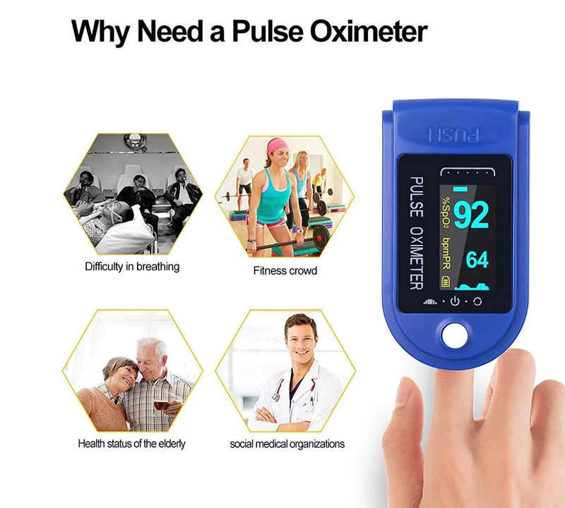 Pulse Oximeter Digital Fingertip SpO2 Blood Oxygen Saturation Monitor with Plethysmograph & PI Four Directional OLED Display