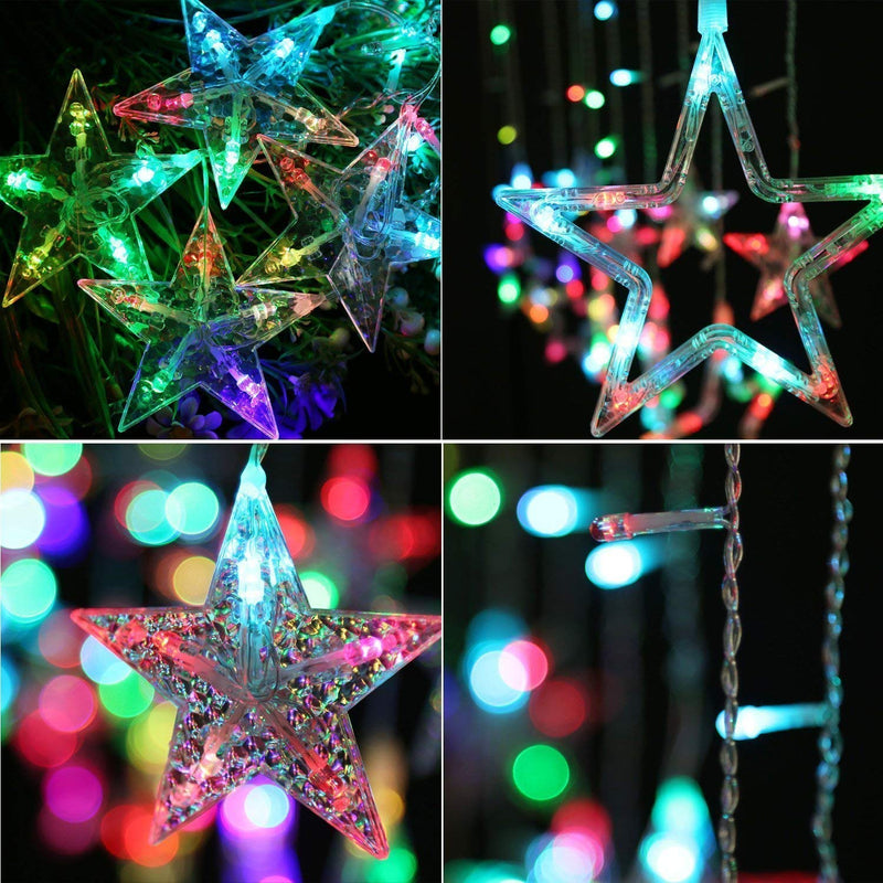 Multi Color Star Light Curtain for Decoration (Multi-Color Pack-5)