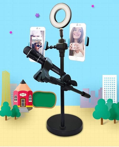 Selfie Ring Light with Multiple Phone Holders & Mic Holder